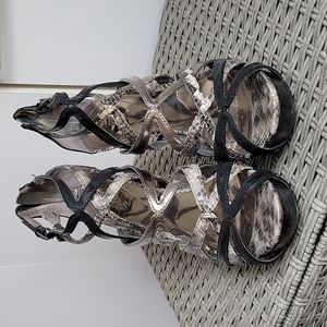 Guess, Strappy black and silver high heels